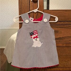 Girls 12 Month Dress With Dog & Flag